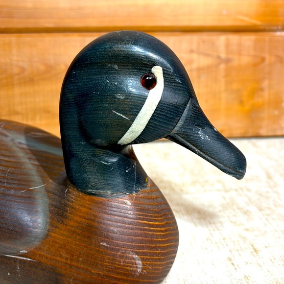Wildlife Collectibles H.P. Vintage Duck Decoy with Glass Eyes (Hand Carved) - Picture 11 of 12